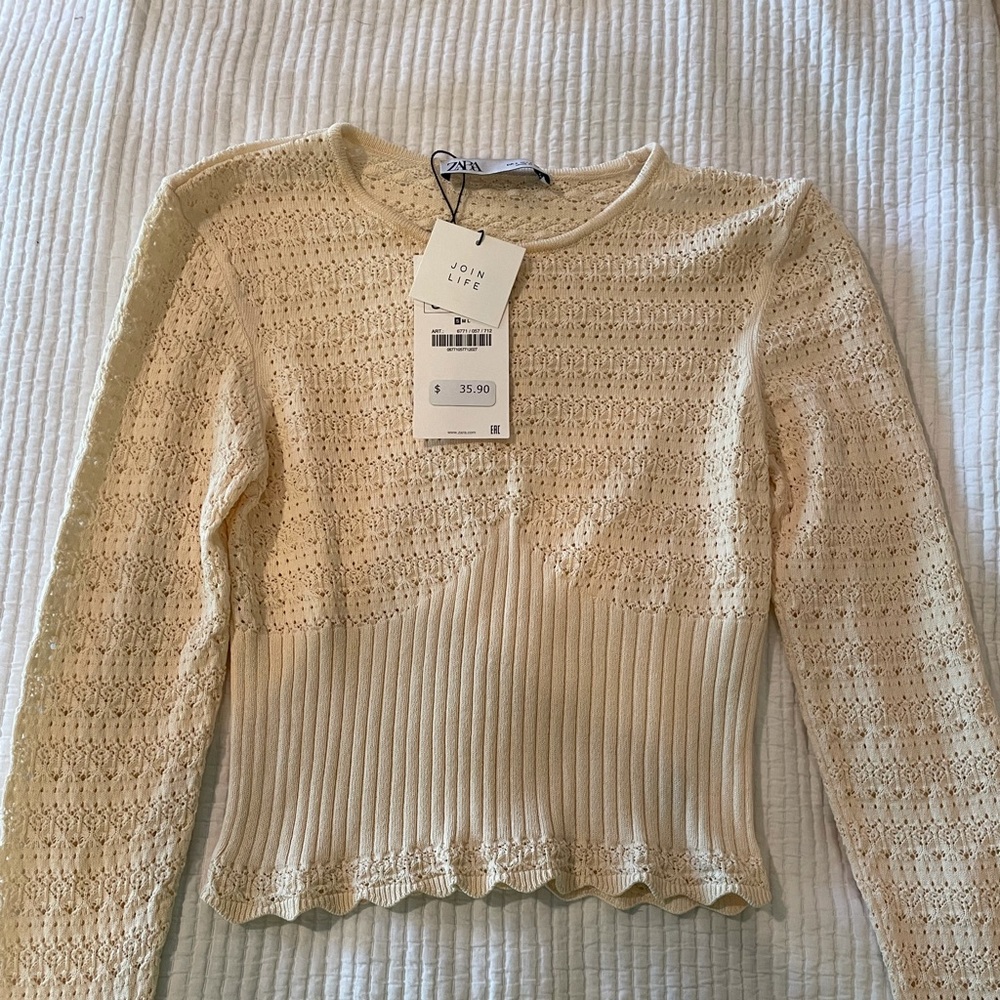 Zara Pointelle Knit Top